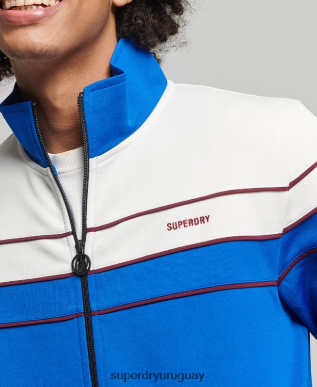 uy Superdry hombres top deportivo vintage con cremallera azul DT2N8Z822 ropa