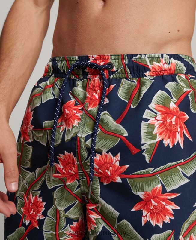 uy Superdry hombres shorts de baño hawaianos reciclados Armada DT2N8Z404 ropa