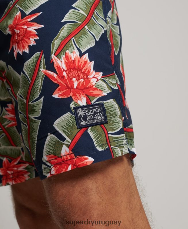 uy Superdry hombres shorts de baño hawaianos reciclados Armada DT2N8Z404 ropa