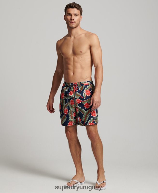 uy Superdry hombres shorts de baño hawaianos reciclados Armada DT2N8Z404 ropa