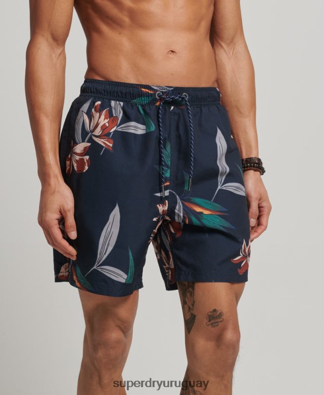 uy Superdry hombres shorts de baño hawaianos reciclados Armada DT2N8Z40 ropa