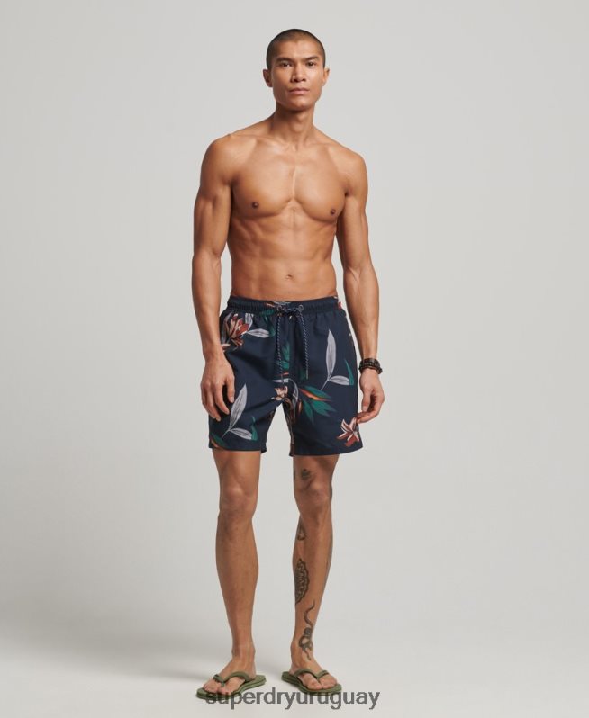 uy Superdry hombres shorts de baño hawaianos reciclados Armada DT2N8Z40 ropa