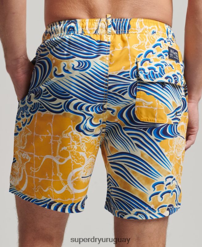 uy Superdry hombres shorts de baño hawaianos reciclados amarillo DT2N8Z398 ropa