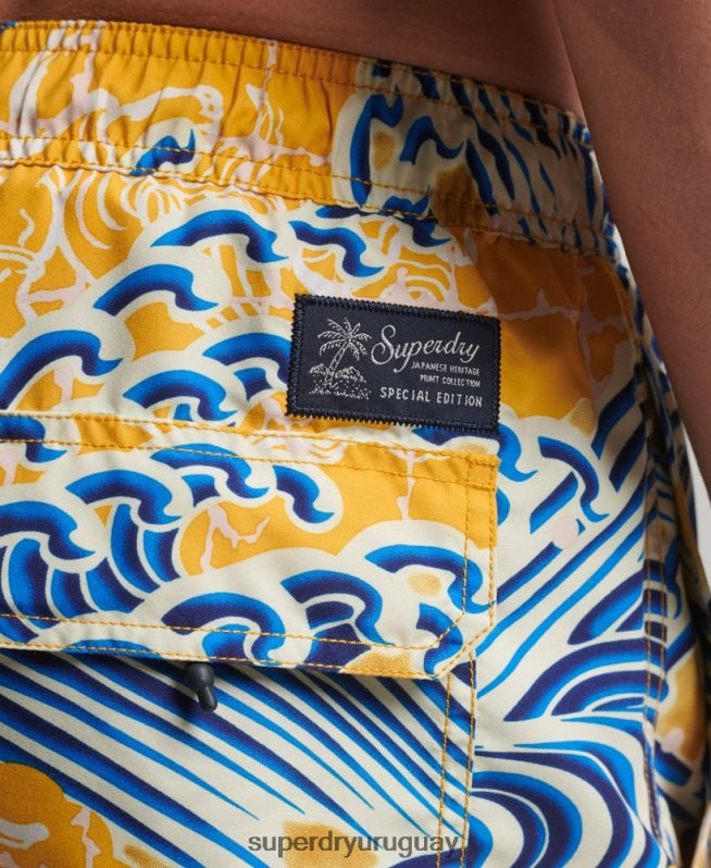 uy Superdry hombres shorts de baño hawaianos reciclados amarillo DT2N8Z398 ropa