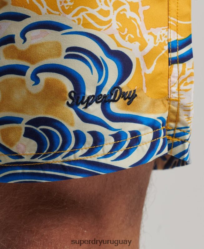 uy Superdry hombres shorts de baño hawaianos reciclados amarillo DT2N8Z398 ropa