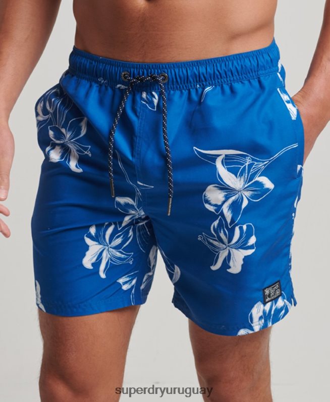 uy Superdry hombres shorts de baño hawaianos reciclados azul DT2N8Z390 ropa