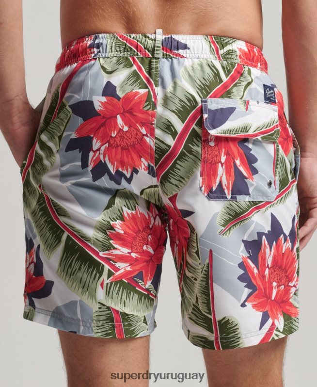 uy Superdry hombres shorts de baño hawaianos reciclados blanco DT2N8Z395 ropa