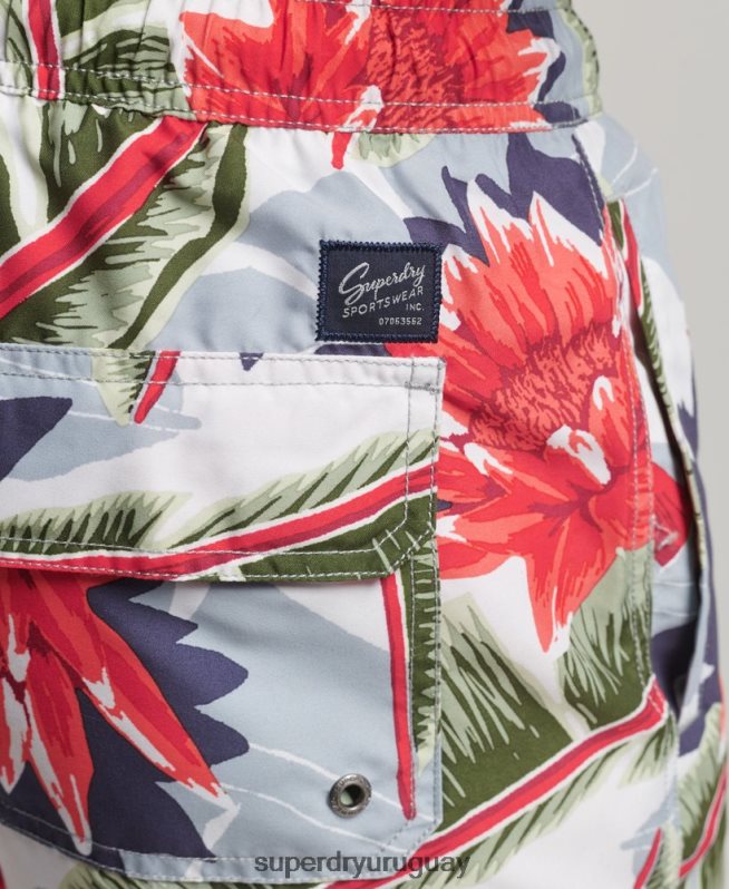 uy Superdry hombres shorts de baño hawaianos reciclados blanco DT2N8Z395 ropa