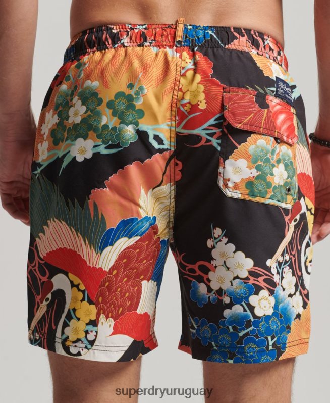 uy Superdry hombres shorts de baño hawaianos reciclados rojo DT2N8Z393 ropa