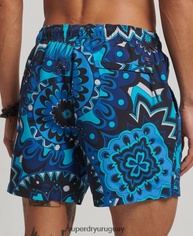 uy Superdry hombres shorts de baño reciclados azul DT2N8Z407 ropa