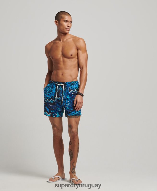 uy Superdry hombres shorts de baño reciclados azul DT2N8Z407 ropa