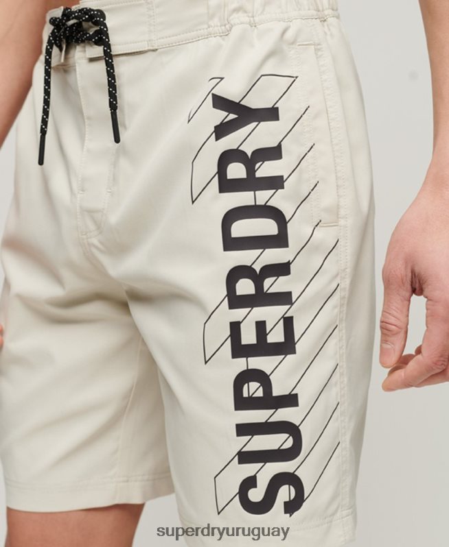 uy Superdry hombres shorts de baño reciclados con ropa deportiva beige DT2N8Z41 ropa