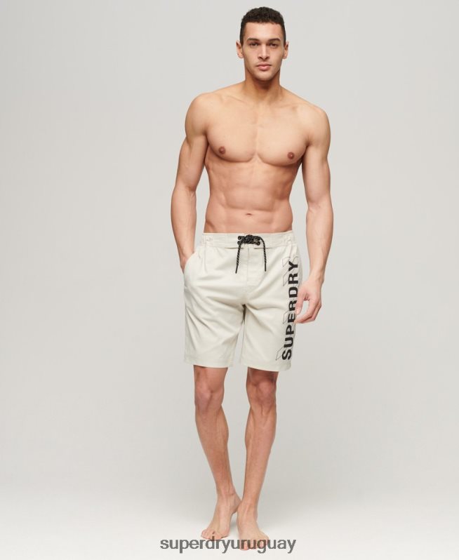 uy Superdry hombres shorts de baño reciclados con ropa deportiva beige DT2N8Z41 ropa