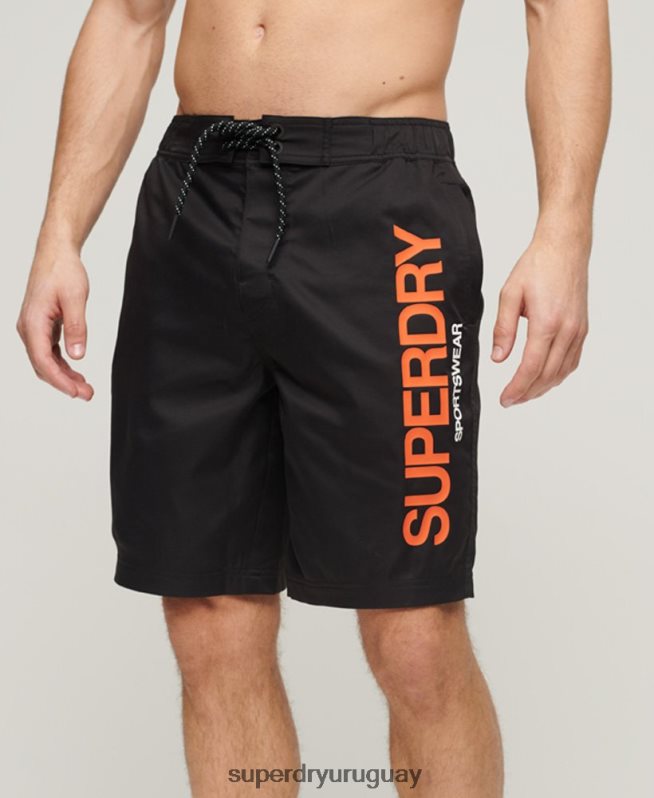 uy Superdry hombres shorts de baño reciclados con ropa deportiva negro DT2N8Z57 ropa