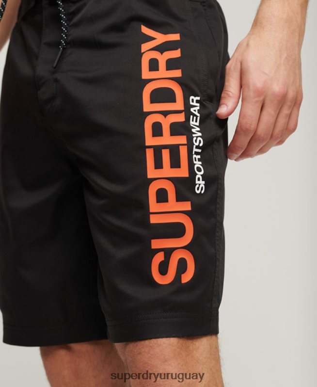 uy Superdry hombres shorts de baño reciclados con ropa deportiva negro DT2N8Z57 ropa