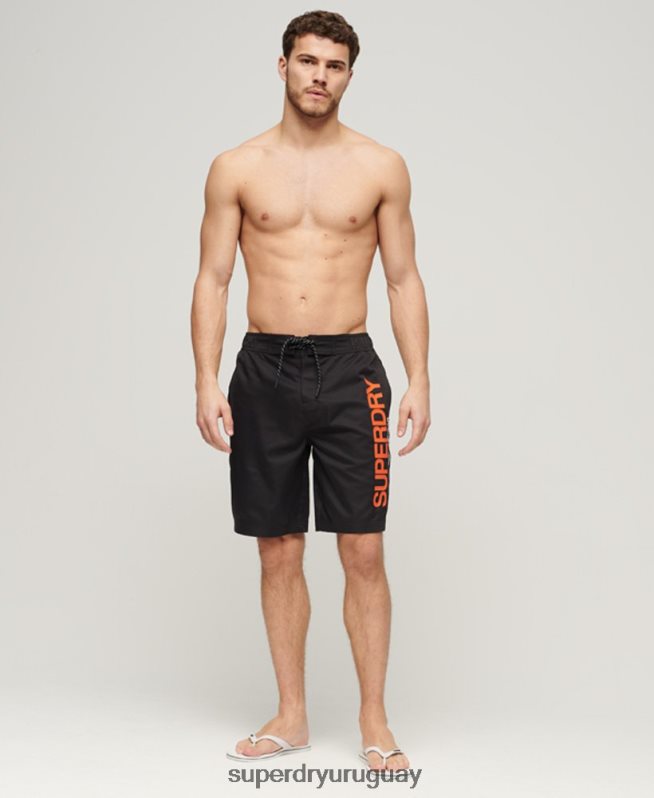 uy Superdry hombres shorts de baño reciclados con ropa deportiva negro DT2N8Z57 ropa