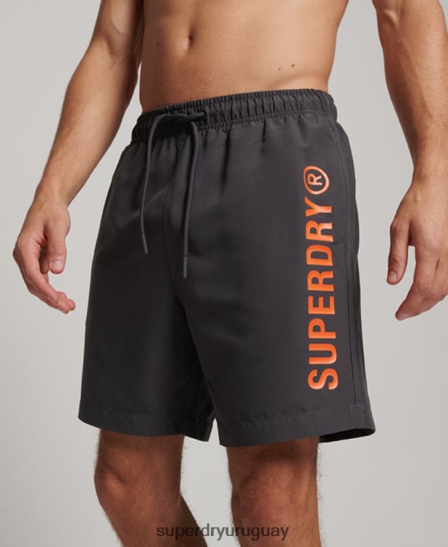 uy Superdry hombres shorts de baño reciclados core sport de 17 pulgadas gris oscuro DT2N8Z385 ropa