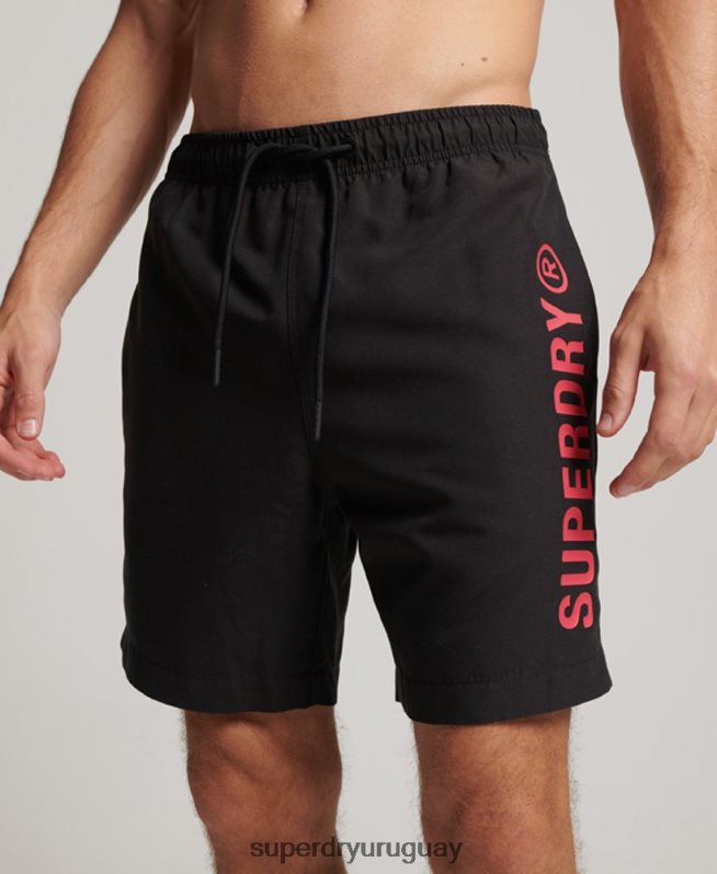 uy Superdry hombres shorts de baño reciclados core sport de 17 pulgadas negro DT2N8Z399 ropa