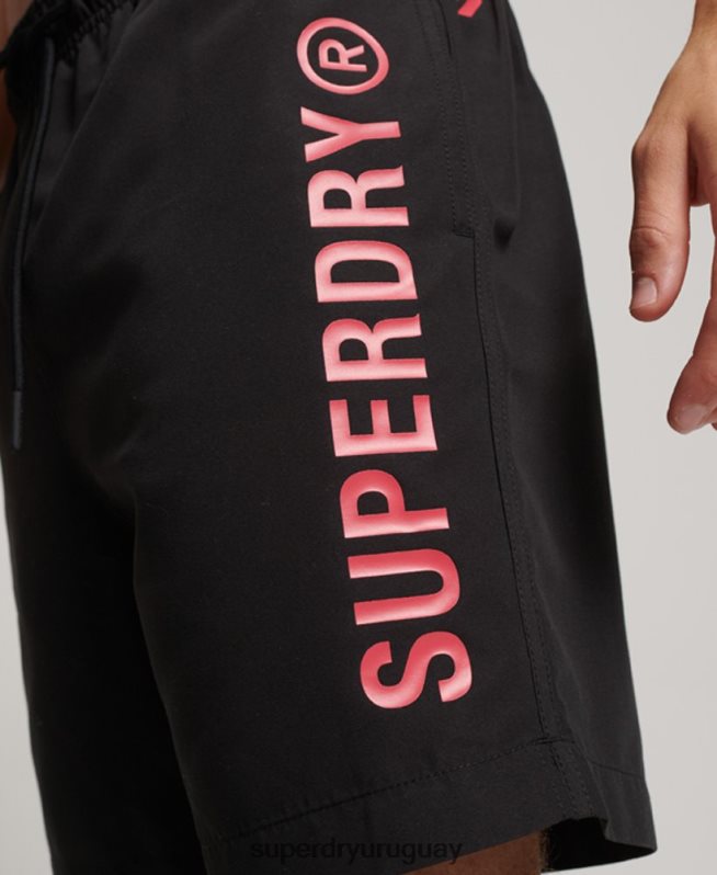 uy Superdry hombres shorts de baño reciclados core sport de 17 pulgadas negro DT2N8Z399 ropa