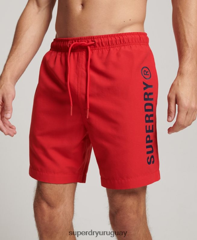 uy Superdry hombres shorts de baño reciclados core sport de 17 pulgadas rojo DT2N8Z396 ropa