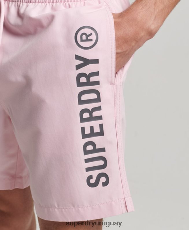 uy Superdry hombres shorts de baño reciclados core sport de 17 pulgadas rosa DT2N8Z405 ropa