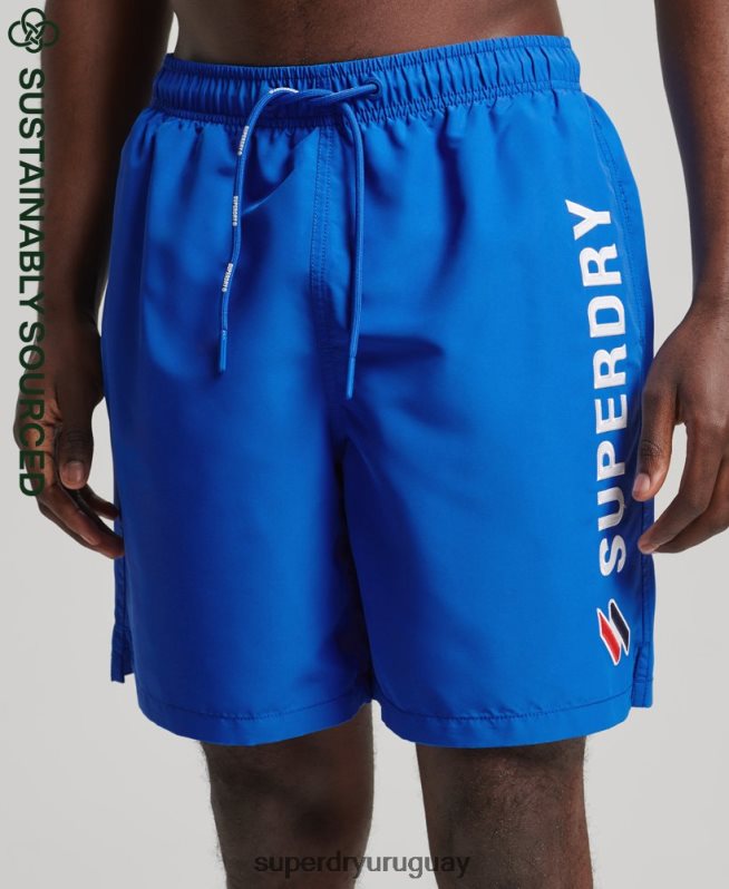 uy Superdry hombres shorts de baño reciclados de 19 pulgadas con apliques azul DT2N8Z433 ropa