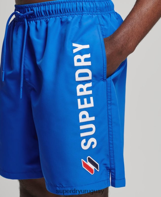 uy Superdry hombres shorts de baño reciclados de 19 pulgadas con apliques azul DT2N8Z433 ropa