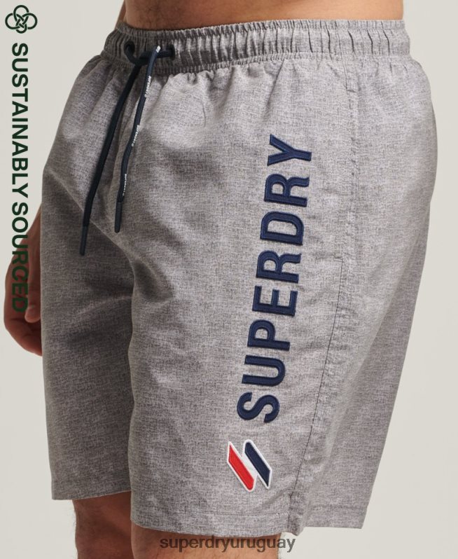 uy Superdry hombres shorts de baño reciclados de 19 pulgadas con apliques gris claro DT2N8Z428 ropa