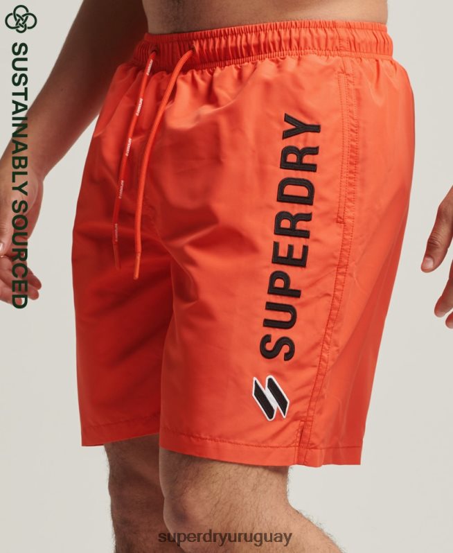 uy Superdry hombres shorts de baño reciclados de 19 pulgadas con apliques naranja DT2N8Z430 ropa
