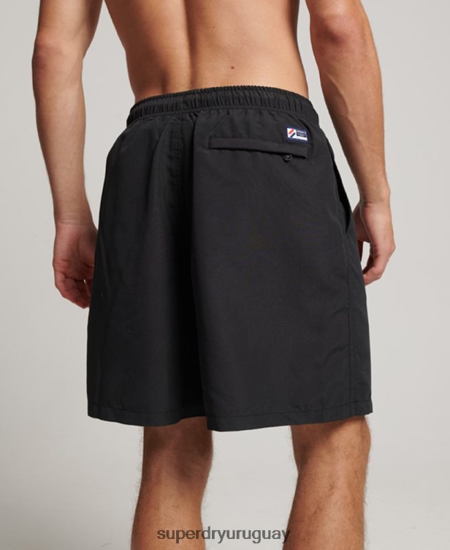 uy Superdry hombres shorts de baño reciclados de 19 pulgadas con apliques negro DT2N8Z406 ropa