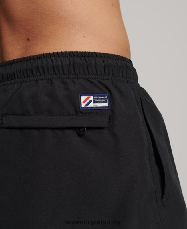 uy Superdry hombres shorts de baño reciclados de 19 pulgadas con apliques negro DT2N8Z406 ropa