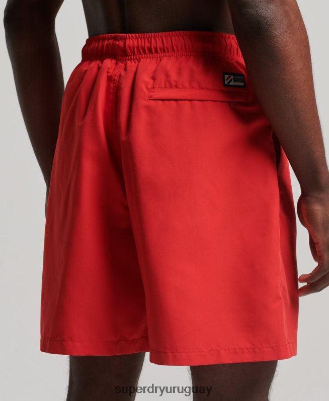 uy Superdry hombres shorts de baño reciclados de 19 pulgadas con apliques rojo DT2N8Z422 ropa