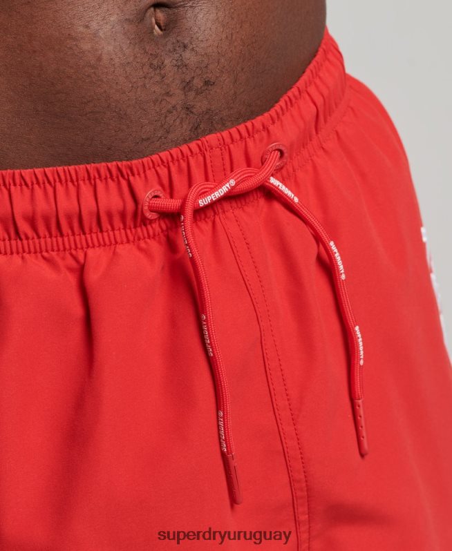 uy Superdry hombres shorts de baño reciclados de 19 pulgadas con apliques rojo DT2N8Z422 ropa