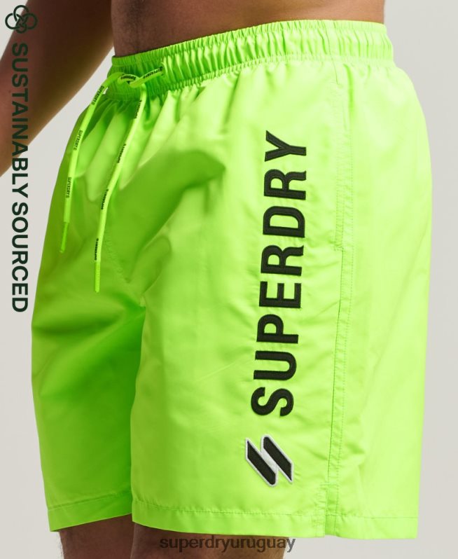 uy Superdry hombres shorts de baño reciclados de 19 pulgadas con apliques verde DT2N8Z416 ropa