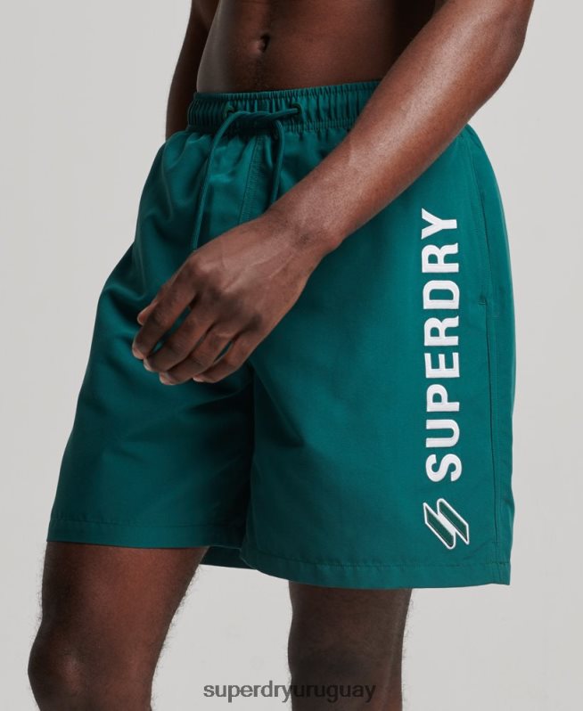 uy Superdry hombres shorts de baño reciclados de 19 pulgadas con apliques verde DT2N8Z452 ropa