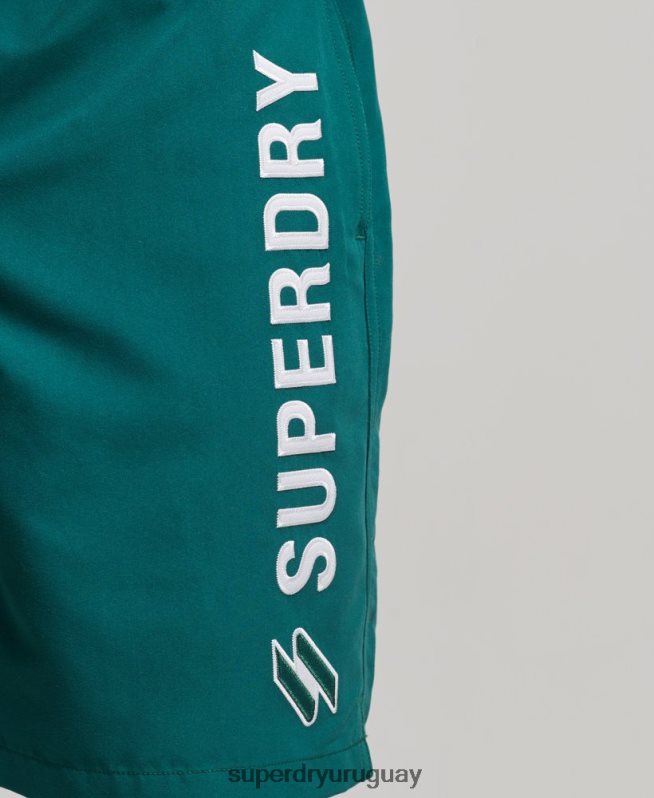 uy Superdry hombres shorts de baño reciclados de 19 pulgadas con apliques verde DT2N8Z452 ropa