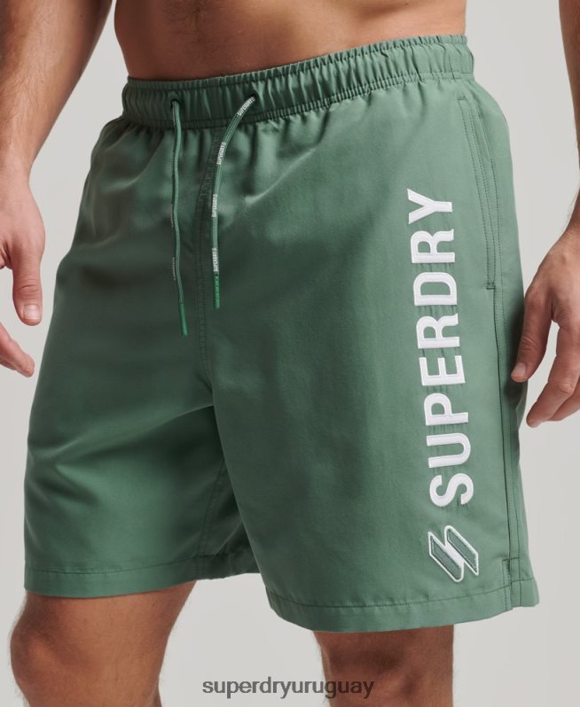uy Superdry hombres shorts de baño reciclados de 19 pulgadas con apliques verde DT2N8Z56 ropa