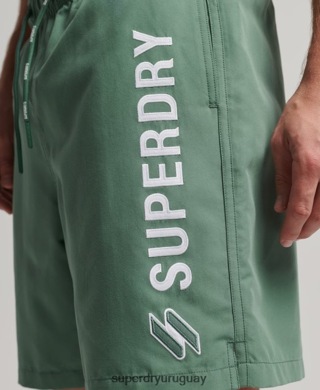 uy Superdry hombres shorts de baño reciclados de 19 pulgadas con apliques verde DT2N8Z56 ropa