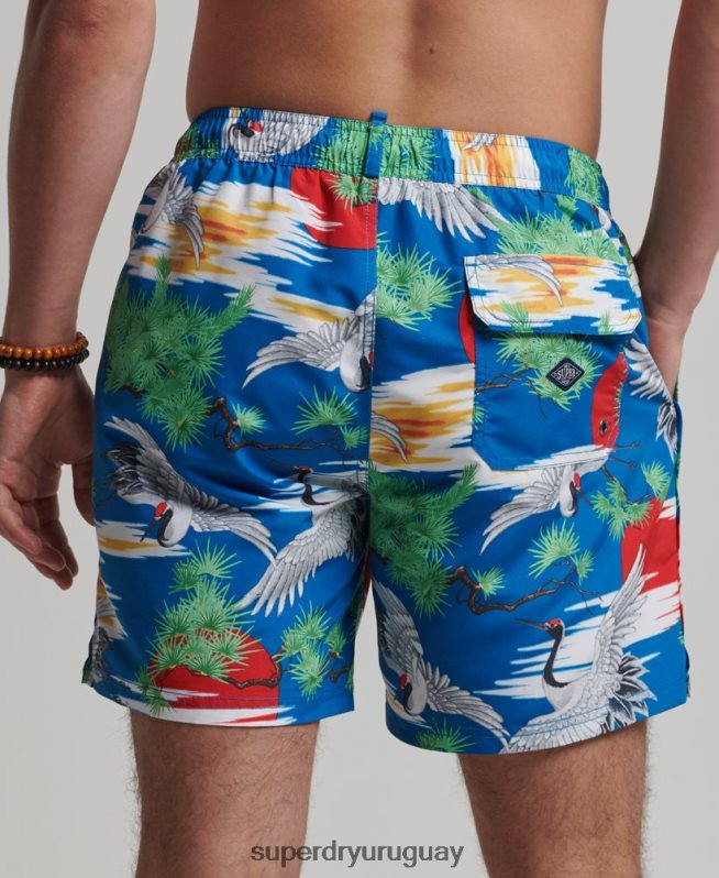 uy Superdry hombres shorts de baño reciclados hawaianos vintage azul DT2N8Z425 ropa