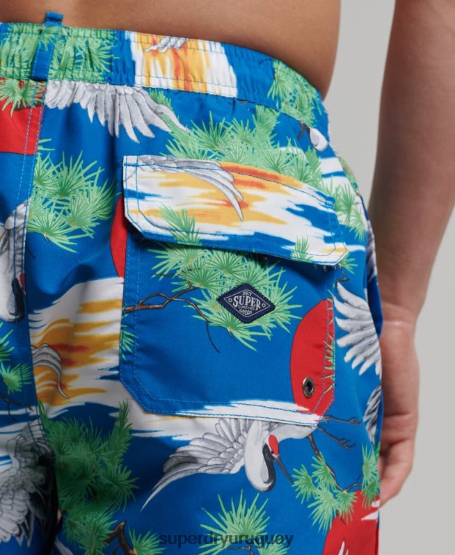 uy Superdry hombres shorts de baño reciclados hawaianos vintage azul DT2N8Z425 ropa