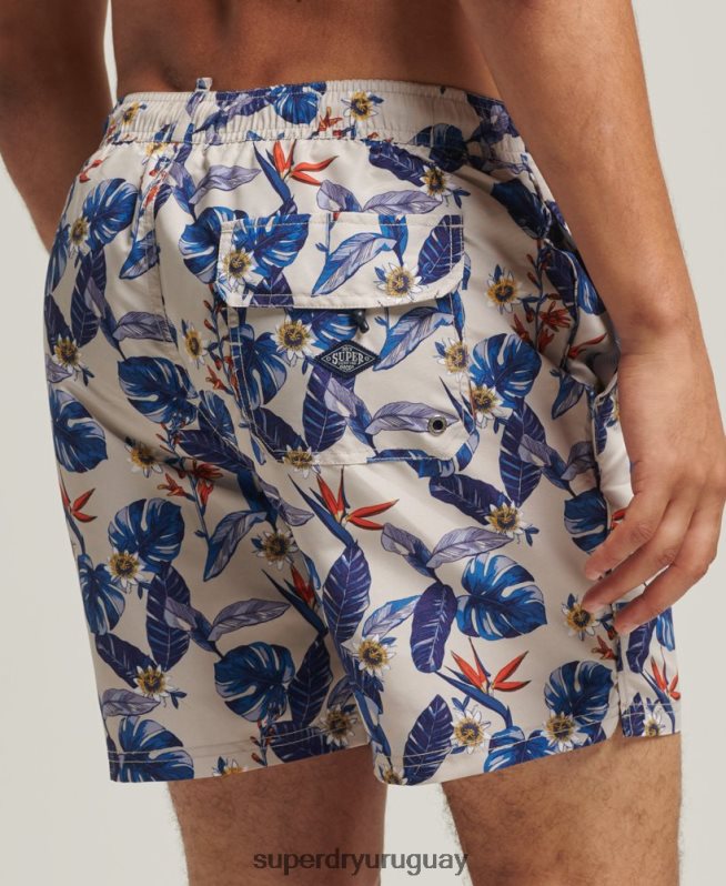 uy Superdry hombres shorts de baño reciclados hawaianos vintage blanco DT2N8Z414 ropa