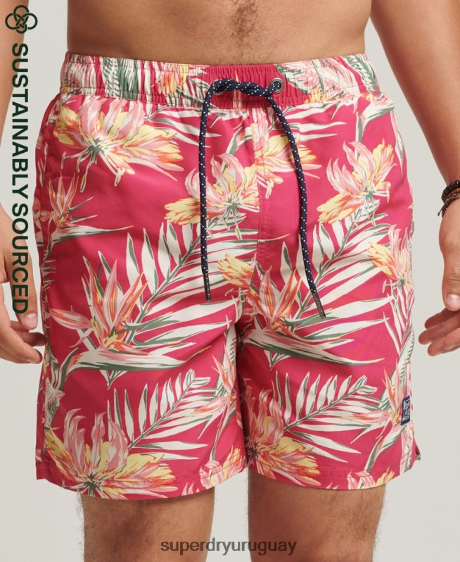 uy Superdry hombres shorts de baño reciclados hawaianos vintage rosa DT2N8Z421 ropa