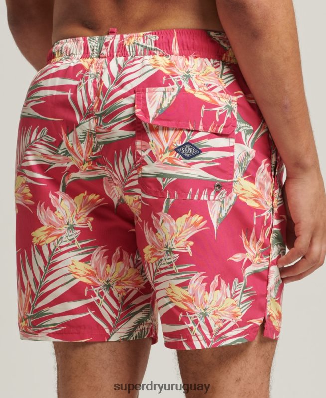 uy Superdry hombres shorts de baño reciclados hawaianos vintage rosa DT2N8Z421 ropa