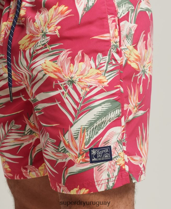 uy Superdry hombres shorts de baño reciclados hawaianos vintage rosa DT2N8Z421 ropa