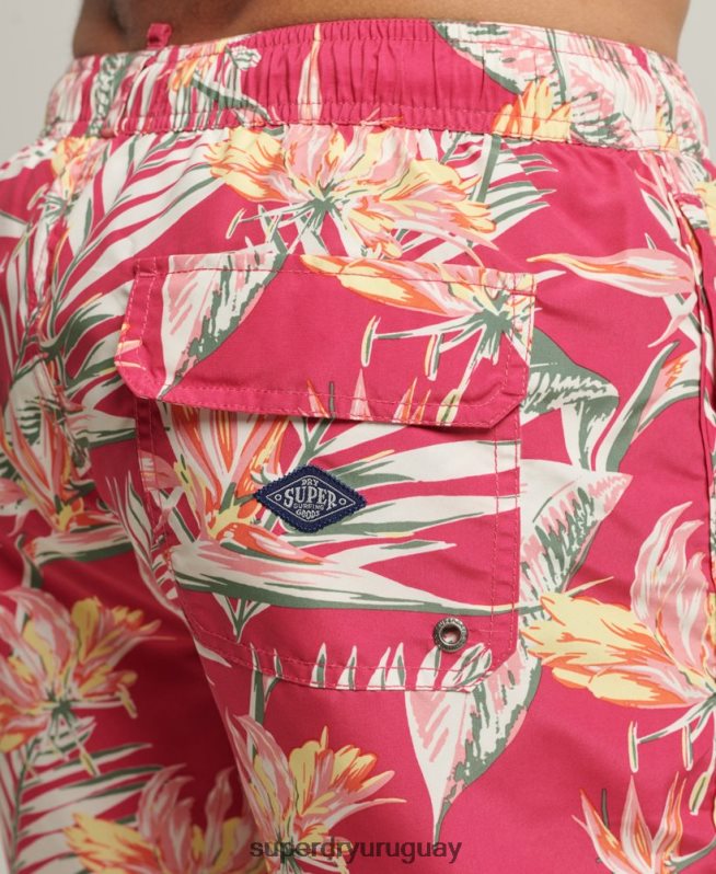 uy Superdry hombres shorts de baño reciclados hawaianos vintage rosa DT2N8Z421 ropa