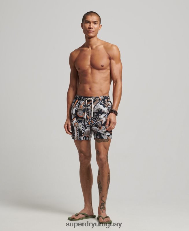 uy Superdry hombres shorts de baño reciclados negro DT2N8Z386 ropa