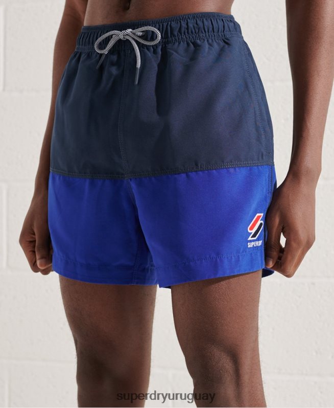uy Superdry hombres shorts de baño serie tri azul DT2N8Z432 ropa