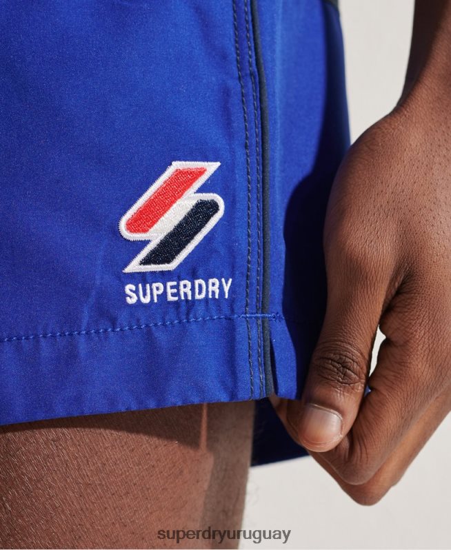 uy Superdry hombres shorts de baño serie tri azul DT2N8Z432 ropa