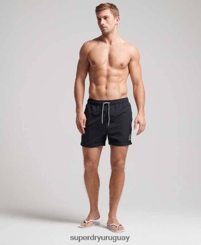 uy Superdry hombres shorts de baño serie tri negro DT2N8Z420 ropa