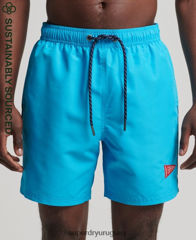 uy Superdry hombres shorts de baño vintage reciclados universitarios azul DT2N8Z419 ropa
